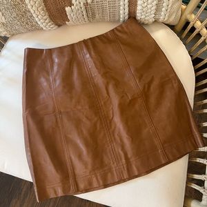 Brown Leather Mini Skirt